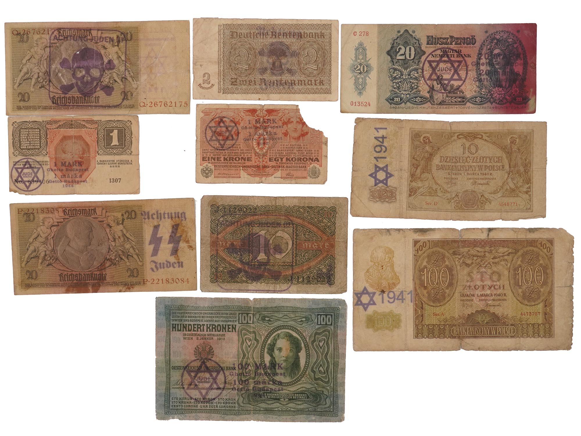 LOT OF WWII NAZI GERMAN HOLOCAUST PAPER MONEY PIC-0